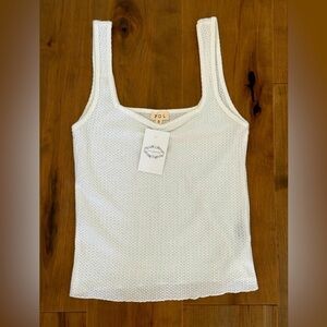 POL The Kendall Top Ivory Tank Small Textured Stretch